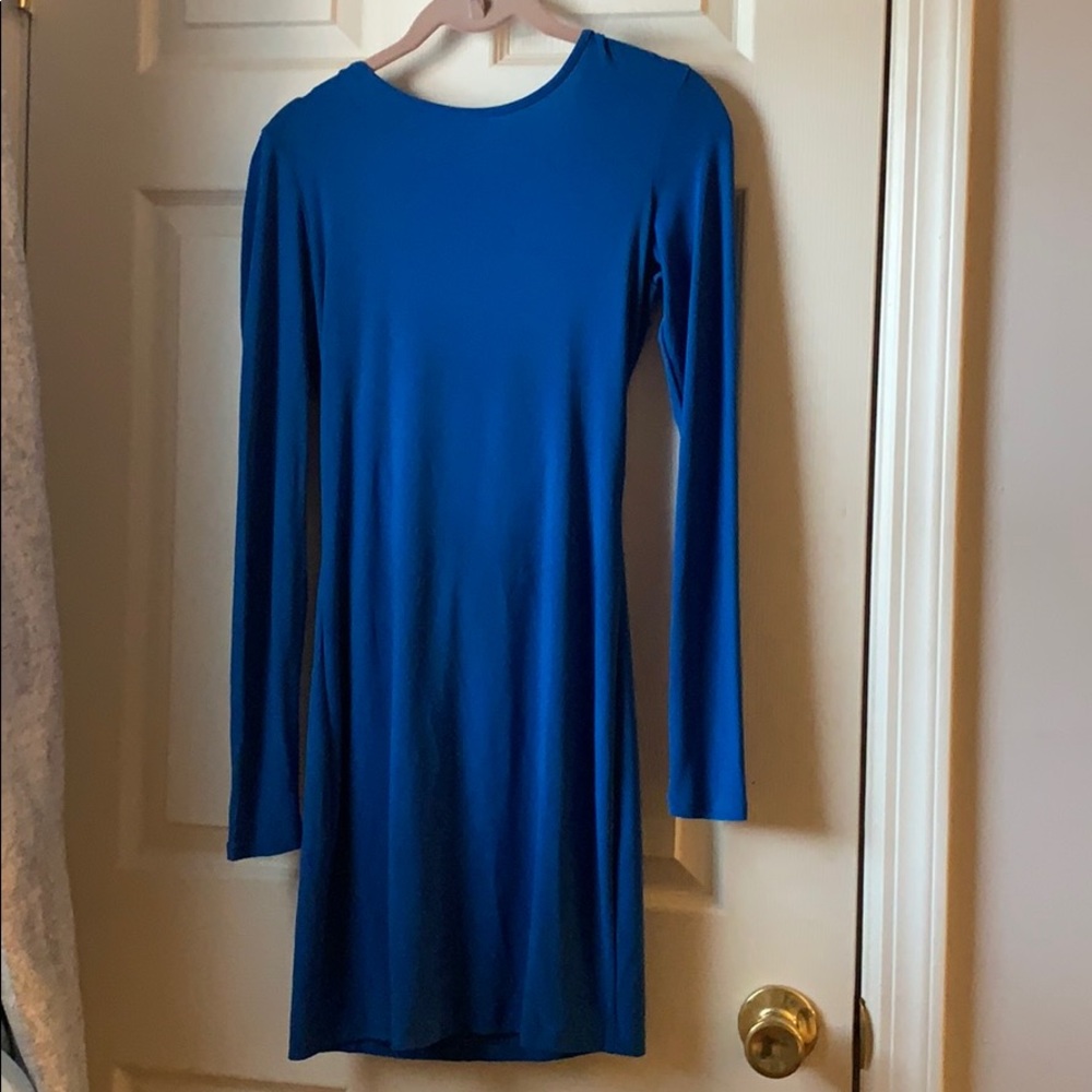 Blue Open Back Mini Dress